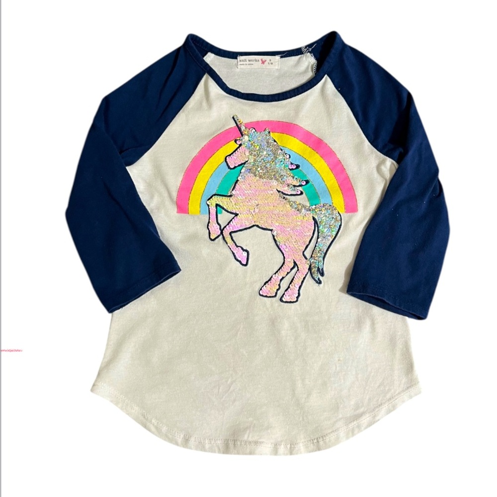 Girls Rainbow Unicorn sequin long sleeve T-shirt